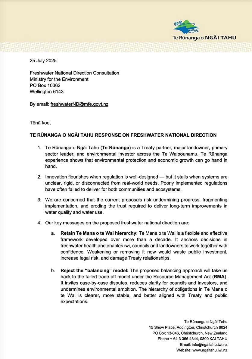 Freshwater National Direction TRoNT Response